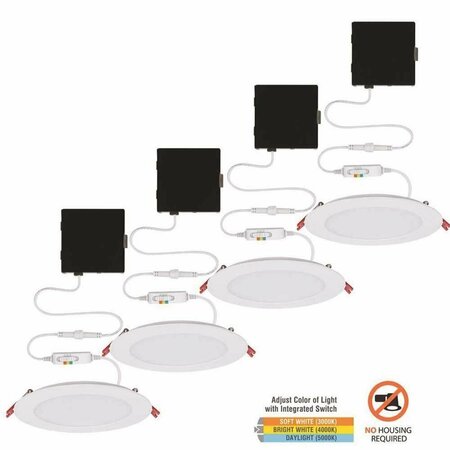 COMMERCIAL ELECTRIC Ultra Slim 6 in. Color Selectable New Construction and Remodel Integrated LED Kit, 4PK 91478